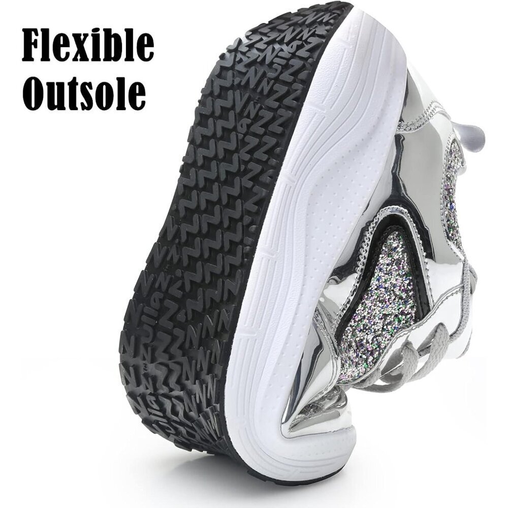 🆕Women Gold Glitter Sparkly Sequin Lightweight Non Slip Casual Comfort Sneakers - Picture 4 of 7